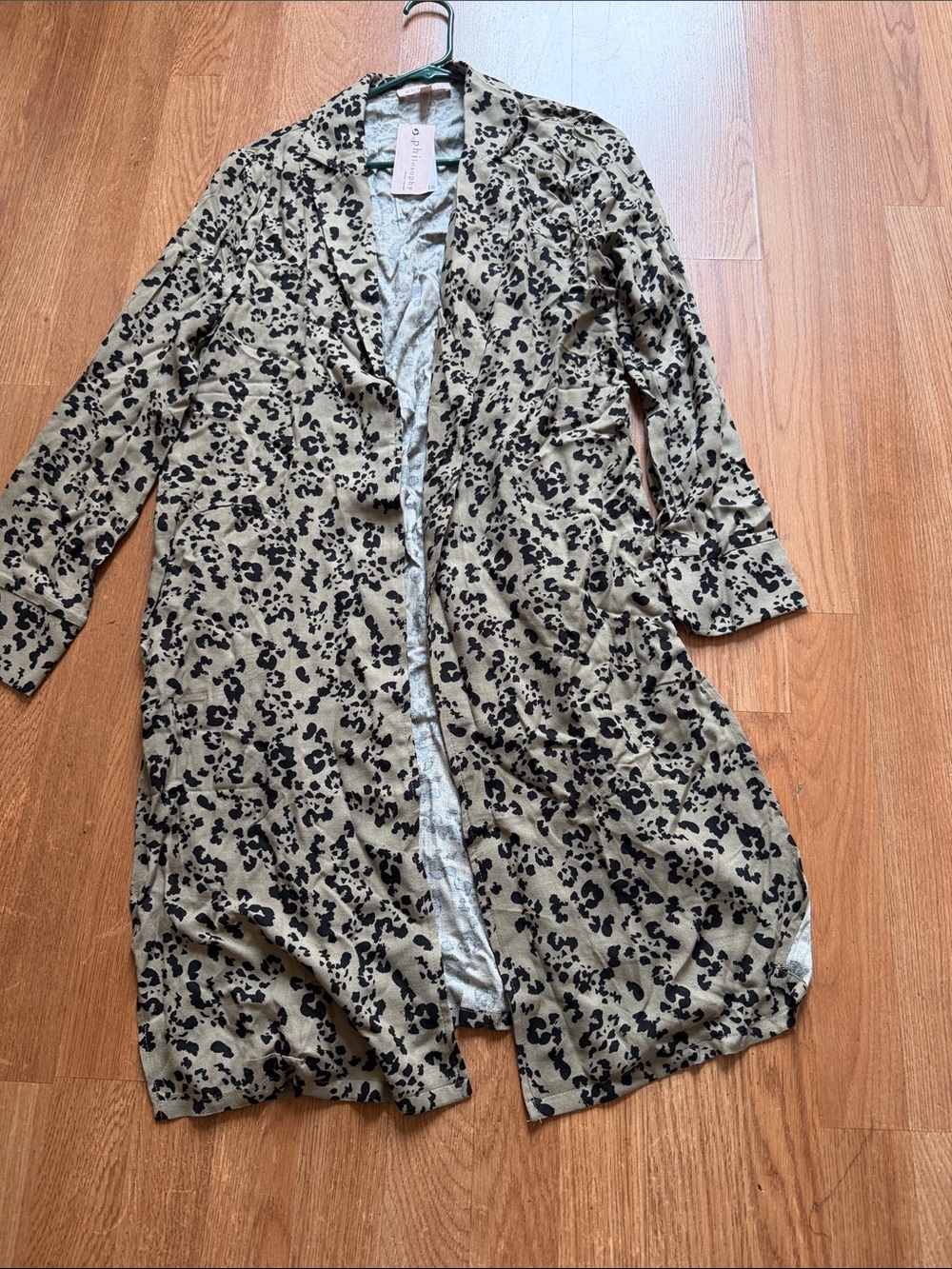 Philosophy Leopard Print Open-Front Duster - Beige & Black